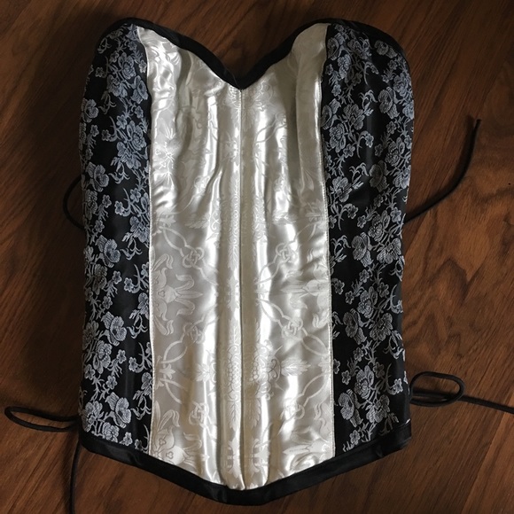 Other - Adjustable black and white lace-up corset